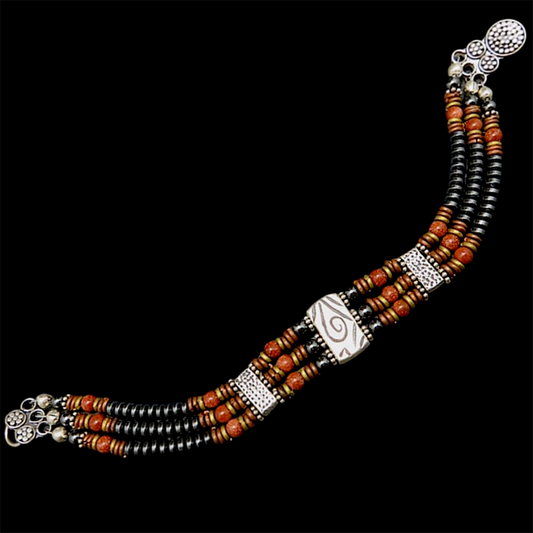 Triple Strand Goldstone Roots Bracelet