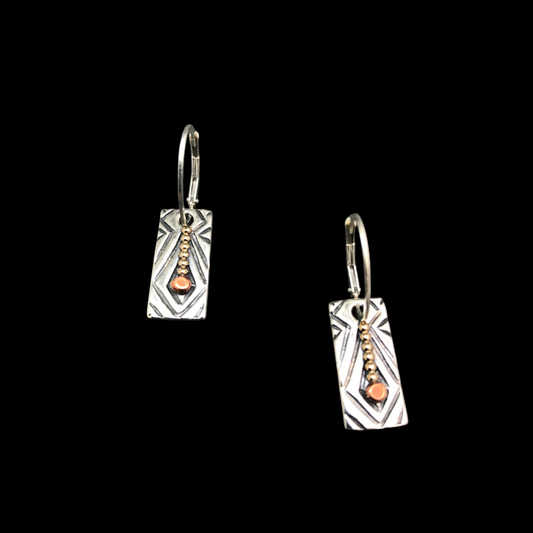 Tri-Metal Reflection Rectangles Earrings