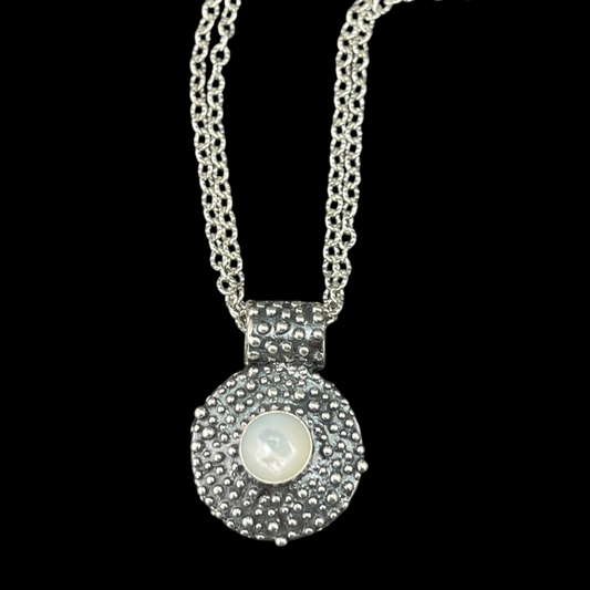 Gemstone Granulated Round Necklace