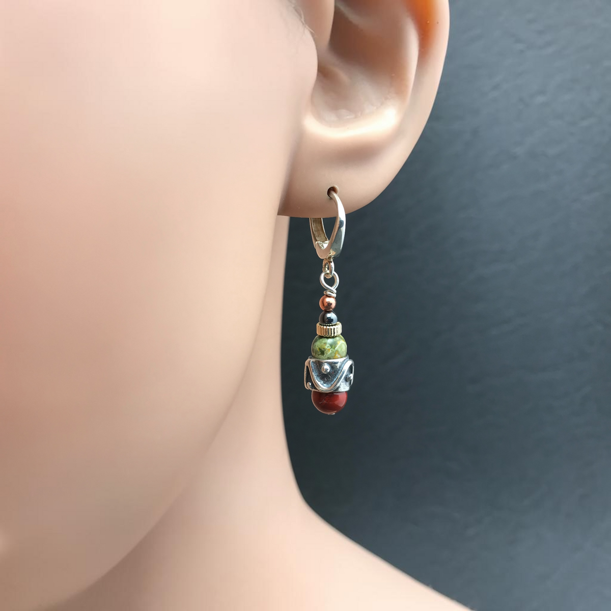 Jasper Wave Dot Earrings