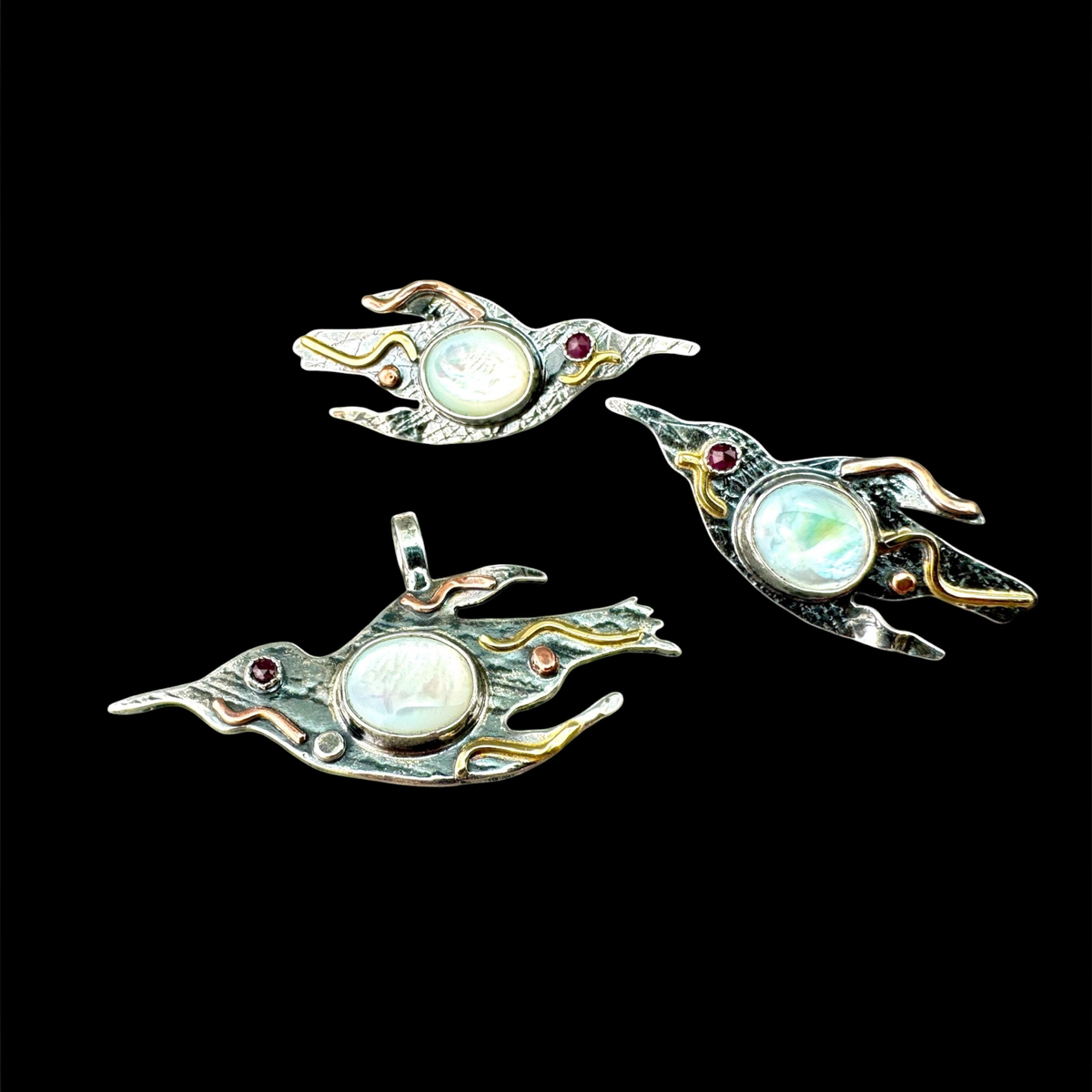 Mother of Pearl Swallow earrings with the matching bird pendant, sold separately